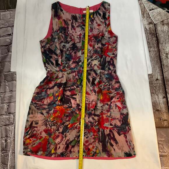 BB Dakota Abstract Watercolor Sheath Cocktail Dress 6 Multicolor Retrogirl Glam - Picture 7 of 10